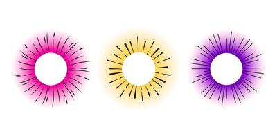 Aura Frame Y2k blurred gragient set unfocused shapes with sun burst, arch, abstract geometric shapes, star, heart, flower in trendy retro style. Futuristic collection vector
