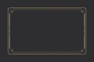 Line golden frame, celestiam minimal esoteric border, mystyc linear decoration with dots, corners isolated on dark background. Geometric shape, tarot . vector