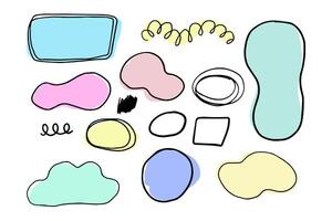 Organic blob soft shape y2k abstract comic element with line decoration, frame or border trendy isolared on white background vector