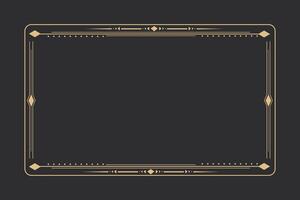 Line golden frame, celestiam minimal esoteric border, mystyc linear decoration with dots, corners isolated on dark background. Geometric shape, tarot . vector