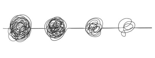 Line mind process complicated and easy ways, difficult and simple process doodle style isolated on whie background. vector