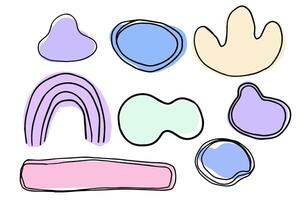 Organic blob soft shape y2k abstract comic element with line decoration, frame or border trendy isolared on white background vector