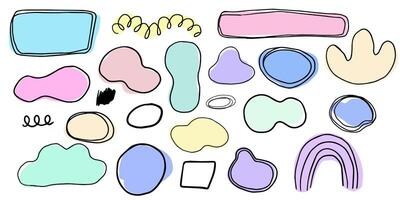 Organic blob soft shape y2k abstract comic element with line decoration, frame or border trendy isolared on white background vector