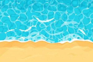 Beach with sand water ripple surface with sunlight reflections, game texture top view. Beach, ocean clean and deep water. vector