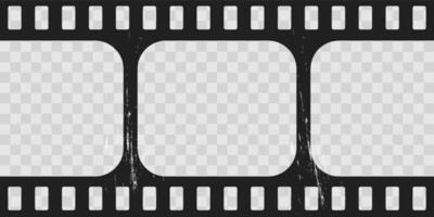 Old cinematic frame, film strip. Retro vintage tape empty template with slide. Tape border, grunge textured silhuette. photo reel on transparent background vector