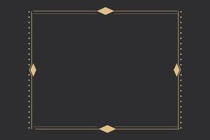 Line golden frame, celestiam minimal esoteric border, mystyc linear decoration with dots, corners isolated on dark background. Geometric shape, tarot . vector