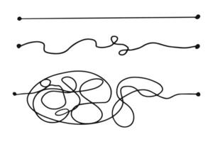 Line mind process complicated and easy ways, difficult and simple process doodle style isolated on whie background. vector