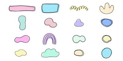 Organic blob soft shape y2k abstract comic element with line decoration, frame or border trendy isolared on white background. vector