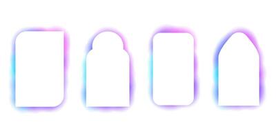 Y2k aura blur shapes, frame abstract arch, borders, rainbow spectrum shine color isolated on white background. vector