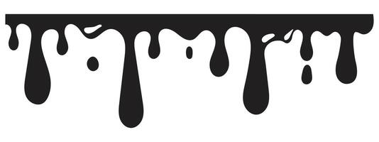 Dripping Paint molten splash, liquid flow abstract shape stain isolated on transparent background. Fluid trickle, border or stencil. vector