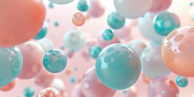 Abstract background, with 3D blue, turquoise and pink spheres, balls on pink background, background for gender party, Tranquility, harmony of inner state, visual pleasure photo