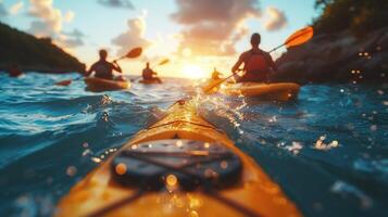 Sunset kayaking adventure in tropical waters photo