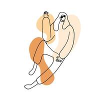 Minimalistic, stylish and modern fashion girl. illustration in hand drawn outline doodle simple contour style isolated on white background. For poster, wrapping, web site. vector