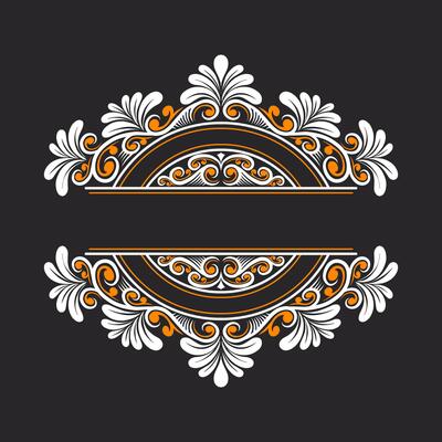 Vintage Baroque Victorian frame border monogram floral engraved scroll ornament