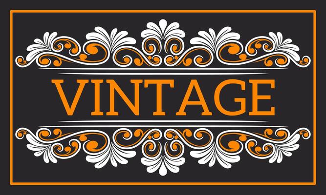 Vintage Baroque Victorian frame border monogram floral engraved scroll ornament