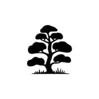 silhouette tree line drawing, graphics tree elements outline symbol for architecture and landscape design drawing. vector