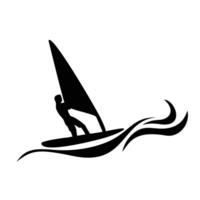 windsurfing silhouette design. extreme sport in the sea icon, sign and symbol. vector