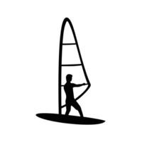 windsurfing silhouette design. extreme sport in the sea icon, sign and symbol. vector