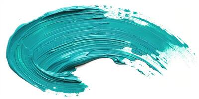 turquoise stroke of paint texture isolated on white background photo