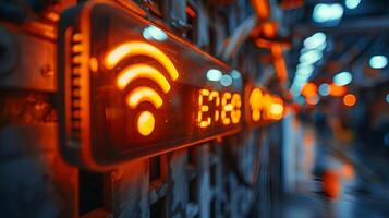 Wifi light technology firmware update connection in industry factory and futuristic city. AI-generated photo