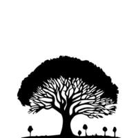 silhouette tree line drawing, graphics tree elements outline symbol for architecture and landscape design drawing. vector