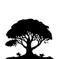 silhouette tree line drawing, graphics tree elements outline symbol for architecture and landscape design drawing. vector