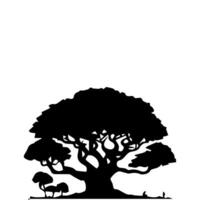 silhouette tree line drawing, graphics tree elements outline symbol for architecture and landscape design drawing. vector