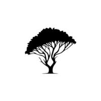 silhouette tree line drawing, graphics tree elements outline symbol for architecture and landscape design drawing. vector