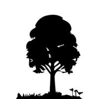silhouette tree line drawing, graphics tree elements outline symbol for architecture and landscape design drawing. vector