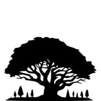 silhouette tree line drawing, graphics tree elements outline symbol for architecture and landscape design drawing. vector
