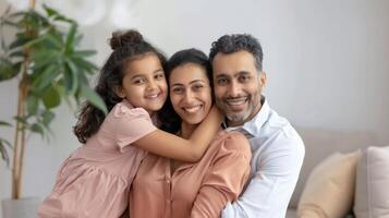 Happy Indian family having fun time at home photo