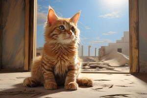 Hyper Realistic Cat with Daylight Illuminating Abundant Copy Space photo