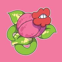 Funny insect -eating monster plants with circular leaves and stems vector