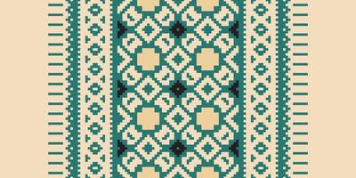 Bukhara pattern Seamless Mughal architecture Motif embroidery, Pixel Ikat embroidery Design for Print endless arabesque cloth dupatta shawl bandana print silk kurta men vector