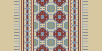 Tissue Dupatta Seamless Bandana print silk Motif embroidery, Pixel Ikat embroidery Design for Print pattern vintage flower folk navajo patchwork pattern vector