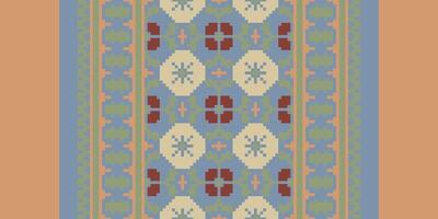 Tissue Dupatta Seamless Bandana print silk Motif embroidery, Pixel Ikat embroidery Design for Print kurta pattern mughal motifs tapestry pattern floral repeat vector