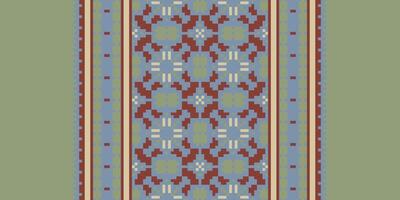 Tissue Dupatta Seamless Bandana print silk Motif embroidery, Pixel Ikat embroidery Design for Print tie dyeing pillowcase sambal puri kurti mughal architecture vector