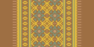 Tissue Dupatta Seamless Mughal architecture Motif embroidery, Pixel Ikat embroidery Design for Print vyshyvanka placemat quilt sarong sarong beach kurtis Indian motifs vector