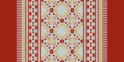Tissue Dupatta Seamless Mughal architecture Motif embroidery, Pixel Ikat embroidery Design for Print Texture fabric saree sari carpet. kurta patola saree vector