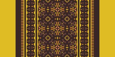 Tissue Dupatta Seamless Scandinavian pattern Motif embroidery, Pixel Ikat embroidery Design for Print indigenous art aboriginal art pattern floral kurti mughal border vector