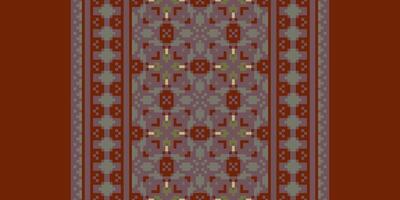 Tissue Dupatta Seamless Scandinavian pattern Motif embroidery, Pixel Ikat embroidery Design for Print egyptian pattern tibetan mandala bandanna vector