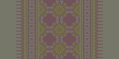 Tissue Dupatta Seamless Scandinavian pattern Motif embroidery, Pixel Ikat embroidery Design for Print scandinavian pattern saree ethnic nativity gypsy pattern vector