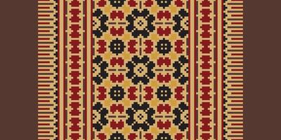 Silk fabric Patola sari Pattern Seamless Bandana print silk Motif embroidery, Pixel Ikat embroidery Design for Print Texture fabric saree sari carpet. kurta patola saree vector
