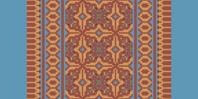 Peruvian pattern Seamless Bandana print silk Motif embroidery, Pixel Ikat embroidery Design for Print pattern vintage flower folk navajo patchwork pattern vector