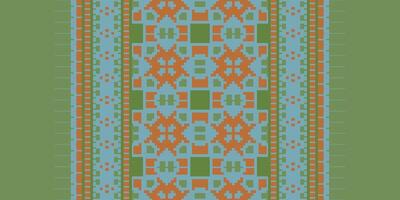 Peruvian pattern Seamless Mughal architecture Motif embroidery, Pixel Ikat embroidery Design for Print figure tribal ink on cloth patola sari vector