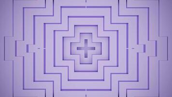 Moving geometric 3d pattern in center. Design. Repeating 3D pattern in center with a geometric shape. Labyrinthine repeating pattern in shape of plus sign video