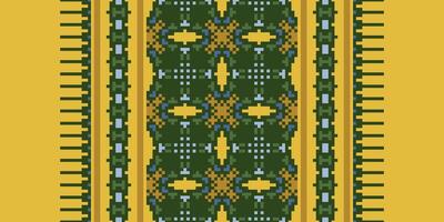 Patola sari Seamless Bandana print silk Motif embroidery, Pixel Ikat embroidery Design for Print egyptian hieroglyphs tibetan geo pattern vector
