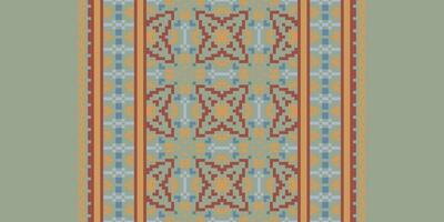 Patola sari Seamless Mughal architecture Motif embroidery, Pixel Ikat embroidery Design for Print tapestry floral kimono repeat pattern lacing spanish motif vector