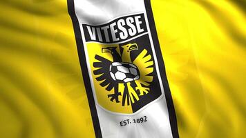 Abstract realistic Vitesse Arnhem dutch professional football club. Motion. Colorful flug moving background, seamless loop. For editorial use only. video