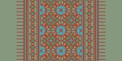 Kilim Pattern Seamless Bandana print silk Motif embroidery, Pixel Ikat embroidery Design for Print tie dyeing pillowcase sambal puri kurti mughal architecture vector